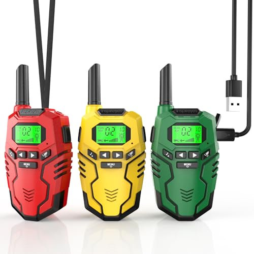 Inspireyes Talkie Walkie Enfants Rechargeable, 48 Heures de Temps de Travail, Longue Portée de 3 Kilomètres, Cadeaux d'anniversaire pour Garçons Filles, Jouets de Plein air pour Enfants de 3 à 12 Ans