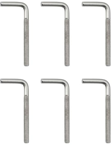 Lot de 6 boulons d'ancrage pour béton M8 x 100 mm en acier inoxydable 304 à angle droit avec crochets de fixation