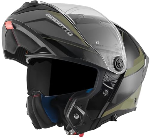 Bogotto Ezion Klapphelm, schwarz matt/grün, M