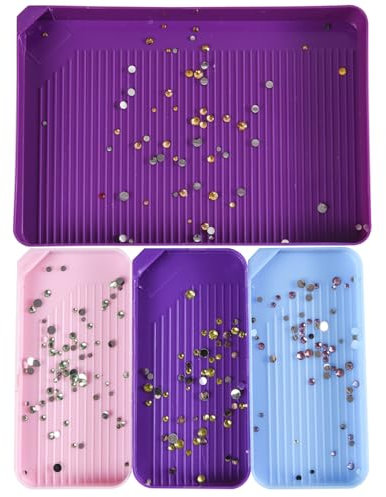 4 Pcs Diamond Art Trays Diamond Painting Bead Trays Rhinestone Bead Organizer Tray Diamond Dotting Tray Craft Bead Sorting Tray Diamond for DIY Crafts Rhinestone Sorting Tray