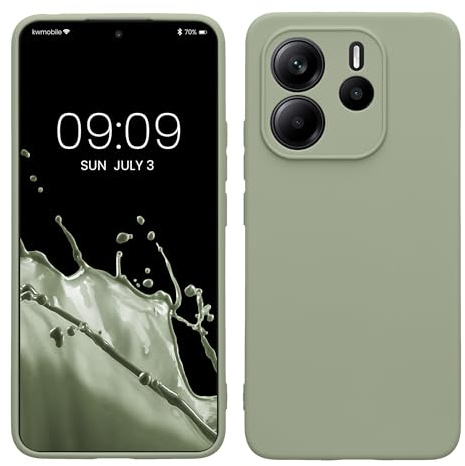 kwmobile Handyhülle für Xiaomi Redmi Note 14 4G (Nicht für 5G) Hülle - weiches Handy Silikon Case - Schutzhülle Cover - Graugrün