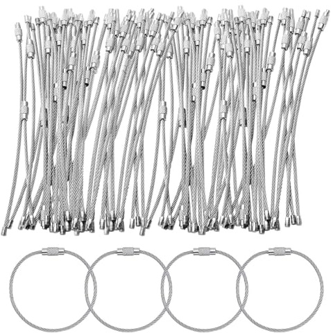PUERHUACI Schlüsselring Drahtseil,60 Stück Schlüsselring Groß,Schlüsselringe Bunt,Schlüsselringe Edelstahl,Multifunktionale Keyring