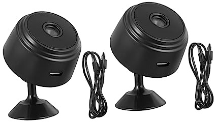 Holibanna 2 Stück 1080p WLAN Überwachungskamera Schwarz aus Kunststoff | Magnetische Befestigung, Bewegungserkennung, für Innenbereich, Kompakt und Kabellos