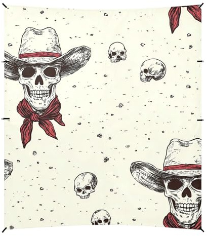 Western-Totenkopf-Cowboy-Zelt mit funkelndem Design, LSF 50, wasserdicht, Sonnenschutz, mit Sandsäcken und Sandschaufel, für Camping, Picknicks, Hinterhof und Angeln