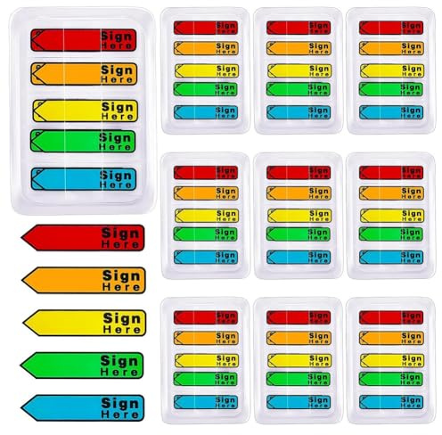 Uhidka 1000pcs Sign Here Stickers Sign Post Here Flags for Documents Home Office School Supplies
