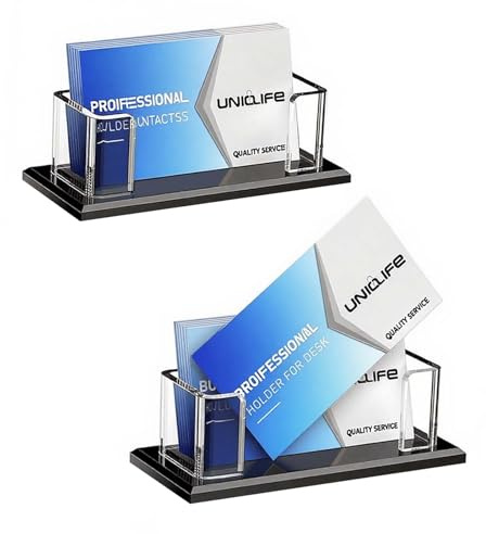 Acryl Visitenkartenhalter, 2 Stück Visitenkarten Aufstelle, Visitenkarte Tischständer, Desktop Visitenkarten Speicher Rack, für Büro, Ausstellung, Wohnungseinrichtung, Schreibtisch
