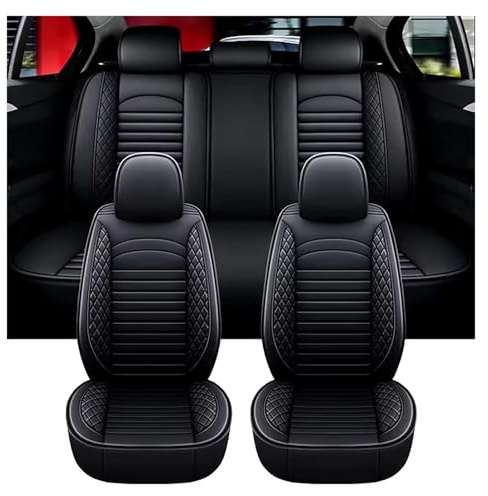 ZARUXCHA Auto Sitzbezüge Sets FüR VW Tiguan R-Line 2019-2023 2024 2025, Leder Auto Schonbezug Full Set Sitzbezug, Auto Sitzbezüge Airbag Kompatibel, Wasserdicht Sitzbezug Auto Zubehör(All Black)