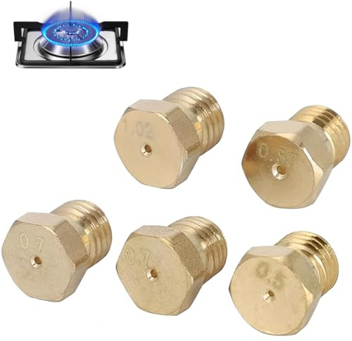 OIXEYA 5 Pcs Gicleur Gaz Butane Universels, Gicleur Gaz de Ville, Gicleur Gaz Butane, pour Plaque de Cuisson au Gaz Naturel GPL, Injecteur Gaz Butane (0.5/0.7/0.7/0.87/1.02mm)