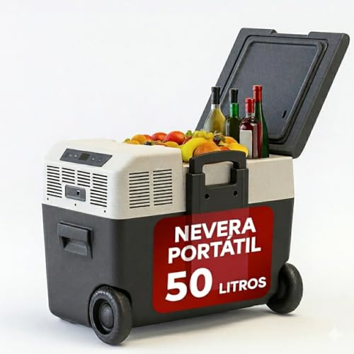 Inuitz Nevera Portatil Electrica 50L – Nevera Compresor 12V para Coche y Aventura | Máxima eficiencia, Ruedas Reforzadas y Aislamiento PU de Alto Rendimiento - Nevera Coche