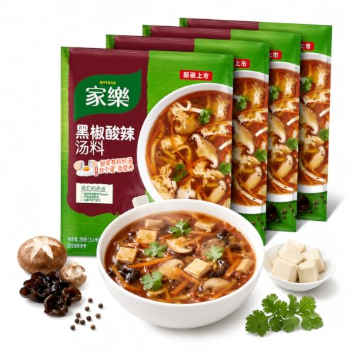 Zuppa agrodolce al pepe nero, 4 bustine, pronta in 5 minuti: la zuppa perfetta, uno spuntino leggero e facile, una zuppa istantanea
