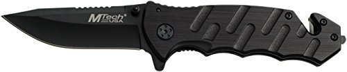 MTech USA Taschenmesser, schwarzer Aluminium Griff, Länge geschlossen in cm: 12.07, MTEC-1080
