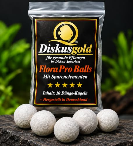 Diskusgold FloraPro Balls 10 Düngekugeln | Pflanzen Dünger für grandiosen Pflanzenwuchs | Pflanzennahrung | Pflanzen Düngung | Nährstoffe | Diskus Aquarium | Wurzel | Bodengrund | Dünge Kugeln