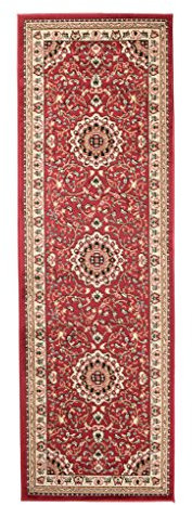 Carpeto Orientteppich Läufer Teppich Rot 100 x 250 cm Medaillon Muster Kurzflor Verona Kollektion