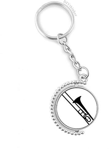 DIYthinker Posaune Klassische Musik-Instrument-Muster Drehbare Schlüsselanhänger Ringe 1.2 Zoll x 3.5 Zoll Mehrfarbig