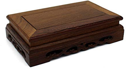 CVHOMEDECO. Primitives Rustic Rosewood Rectangle Display Stand Vase Pot Base Fishbowl Pedestal Stand. (8.50 Inch)