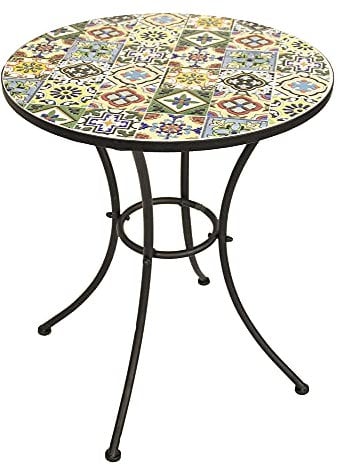 VERDELOOK Tavolo Mosaico Metallo Flower Design diametro 60 cm e altezza 73 cm