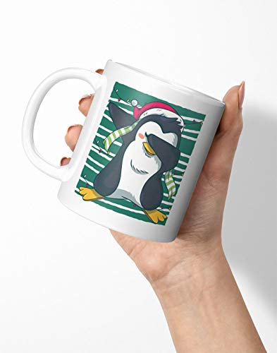BLAK TEE Cute Christmas Penguin Dabbing Porcelain Coffee and Tea Mug 330 ml