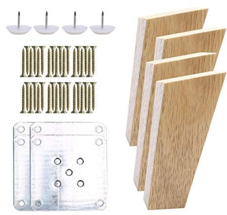 5 Inch Wooden Furniture Legs for Sofa, Conical Legs Replacement for Wardrobe, Chest of Drawers, Furniture Feet Restoration Set of 4