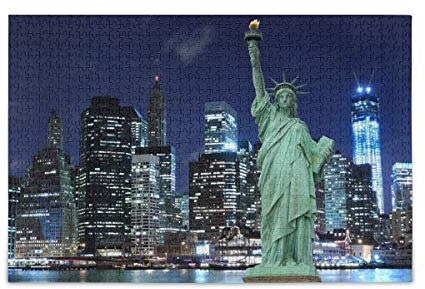 Mnsruu Manhattan Skyline Statue of Liberty New York City Jigsaw Puzzle Leisure Creative Games 1000 Pieces for Adults Children Gift
