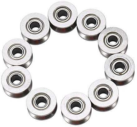 10 Stück U624ZZ Kohlenstoffstahl U Nut Kugellager Führungsrolle für Schiene lineares Bewegungssystem 4 x 13 x 7 mm