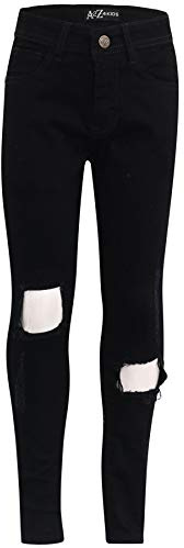 A2Z 4 Kids Girls Skinny Ripped Denim - Jeans JN30 Jet Black 9-10