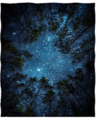goodbath Wald Wurf Decke, Sternenhimmel Nacht Nebelbäume Warme Fleece Decke für Sofa Couch Bett Reisen, 200cm x 150cm