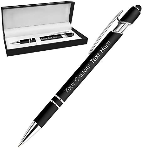 Kugelschreiber Personalisiert mit Gravur Kugelschreiber Personalisierter mit Namen Logo Wunschtext, Stift Personalisierte Geschenk für Maenner, Frauen, Bachelor, Geburtstag, Schwarz