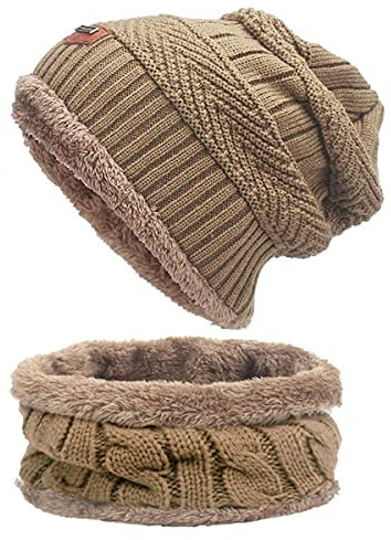 Daysskk Mütze Schal Set für Herren und Damen - Warme Wintermütze Mit Strickmütze und Schal