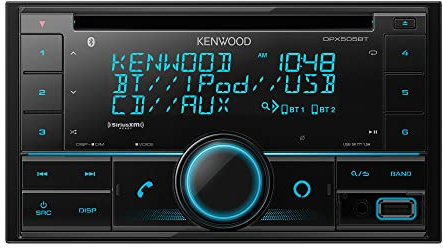 KENWOOD DPX505BT - Estéreo de CD para coche, doble DIN, AM/FM con Bluetooth, control de voz Amazon Alexa, pantalla de 3 líneas de alto contraste con iluminación de color variable, SiriusXM