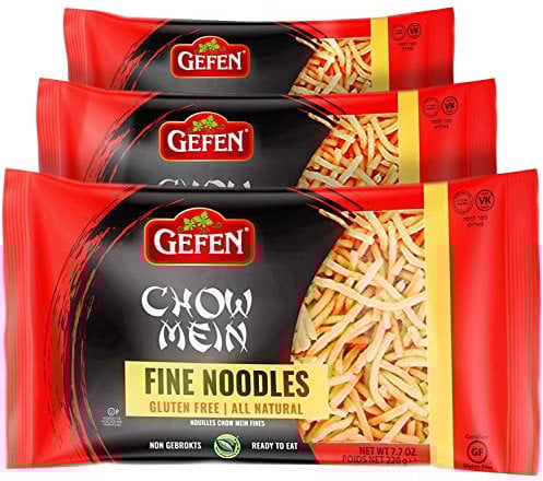 Gefen Gluten Free Chow Mein Fine Noodles, 220g (Pack of 3) Ready To Eat, All Natural, Thin & Crisp
