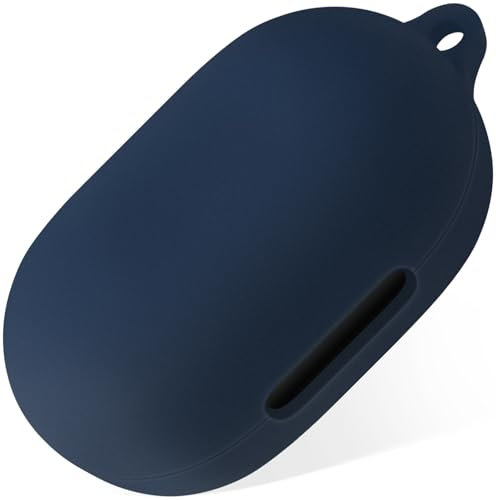 Geiomoo Silicone Case Compatible with Anker Soundcore Space A40, Protective Cover with Carabiner (Navy Blue)