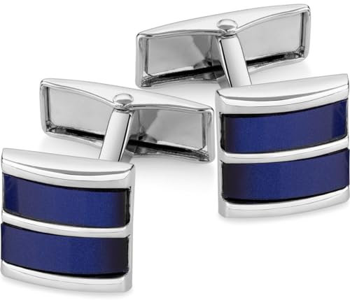 LINDENMANN Manschettenknöpfe Herren blau im Geschenketui für Business oder Hochzeit