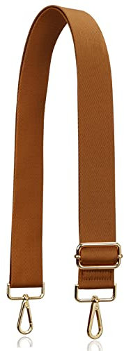 Allzedream Handtasche Riemen verstellbarer Ersatz Umhängetaschen Breite Taschengurte (Braun-Gold Hardware)