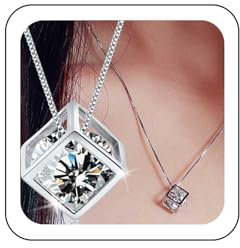 Wendalern Cubic Zirkonia Solitär Halskette 3d Hohlen Würfel Simuliert Diamant Anhänger Halskette Silber Magischen Würfel Kristall Halskette Valentine Geschenke Schmuck Für Frauen Mädchen