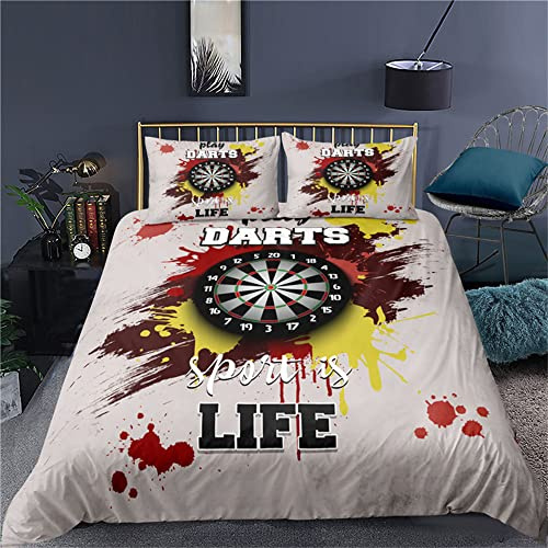 Lukery Bettwäsche Bettbezug 3D Sport Motiv Mikrofaser Bettwäsche-Sets Erwachsene Pflegeleicht Bettbezüge und Kissenbezüge 50 * 75CM (2pc-135x210cm,Darts)