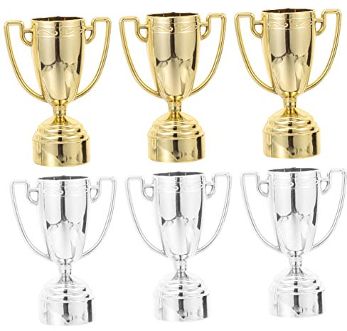 STOBOK 6PCS small trophy gold medals gold cup award trophy game prize trophy basketball trophy art kids party trophy cups awards cake decor Miniature Trophy Toy football child sports abs