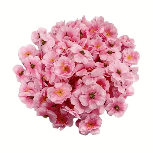 Lot de 100 têtes de fleurs de cerisier artificielles en soie printanière - Fleurs de prunier, fleurs de pêcher, remplissage de vase, corsages pour décoration de mariage, mur de chambre d'enfant,