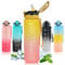 SEASEVEN Water Bottle with Straw 1L,Boys Water Bottles with Straw 1 Litre,Waterbottle Leak-Proof Sports Water Bottle,Plastic Drinks Bottles Toxin Free，Bpa-Free (Yellow-Pink)