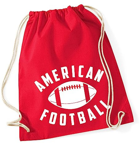 Huuraa Gymbag American Football Ball Geschenk 12 Liter Classic Red Baumwolle American Football Geschenkidee