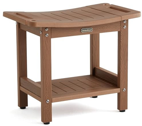 Sgabello da doccia in poliestere per doccia interna, impermeabile, panca da doccia per radersi le gambe, sedia da bagno in plastica resistente, seduta con maniglie e piedini regolabili, poggiapiedi