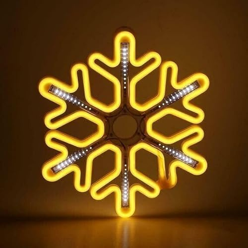 Marco Paul Warm White LED Snowflake Neon Rope Light - Light-up Christmas Window and Garden Decor - Festive Indoor Home Decor Lighting for Tree, Mantle & Window Display