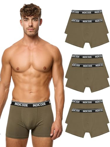 Indicode Herren INMilano 6er Pack Boxershorts | Unterwäsche Boxer Shorts Unterhosen Army, S