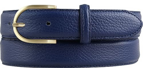 BELTINGER Italienischer Damen-Gürtel, 30 mm breit, Damen, Chinogürtel, Hosengürtel, strukturiertes Leder, Schließe Gold