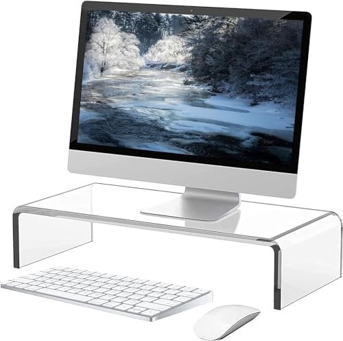 Supporto monitor acrilico, supporto pc, per scrivania in acrilico, per laptop, schermi, computer, notebook, PC, scrivania rialzata (34 x 19 x 10 cm)