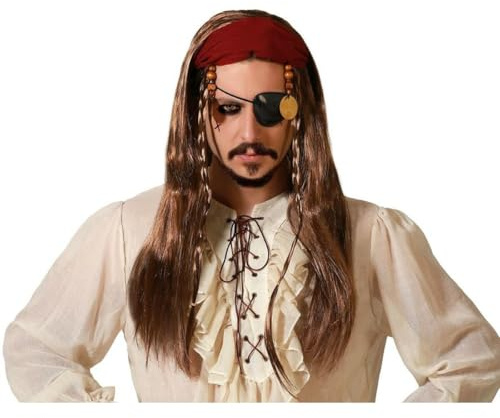 Braune Piratenperücke