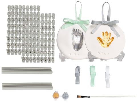 Pearhead Deluxe Clay Andenken-Set, DIY Hand- und Fußabdruck Andenken-Set, Neugeborenes Geschenk für Jungen und Mädchen, personalisierte Geschenke für Neugeborene, Ornament, Baby-Andenken-Set, kein