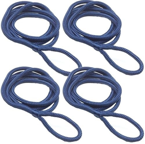 4 Stück Fenderleinen mit Auge 8 mm Bootsfender Fender blau