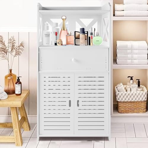 JOYHUT Bathroom Storage Unit, Waterproof Bathroom Cabinets Free Standing, Bathroom Floor Storage Cabinet, Storage Cupboard for Bedroom Kitchen Hallway, 80 * 40 * 25cm