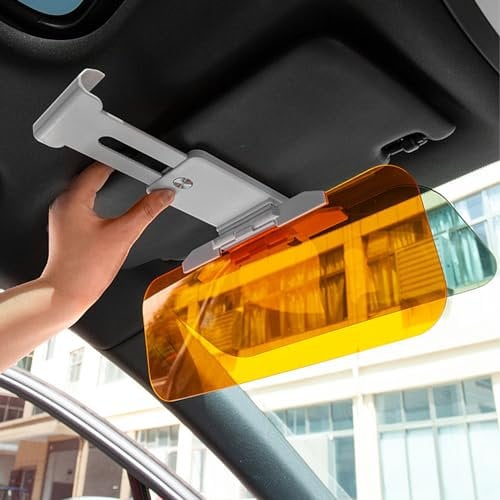 Car Sun Visor Extension, 2 in 1 for Day and Night Anti Glare Visor Anti Dazzle Sun Protection Transparent Car Sun Visor Extender for Car, SUV, CRV, Vans