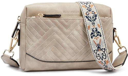 BOSTANTEN Handtasche damen mittelgroß,umhängetasche damen, Schultertasche aus Veganes Leder, Crossbody bag mit breitem Schultergurt